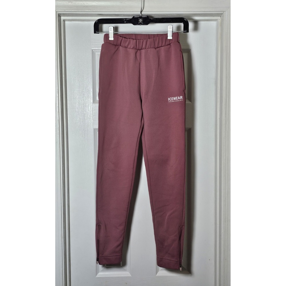 Icewear Fleece Lined Pants Youth Size 12 Dusty Pink Zippers‎ On Sides Of Leg